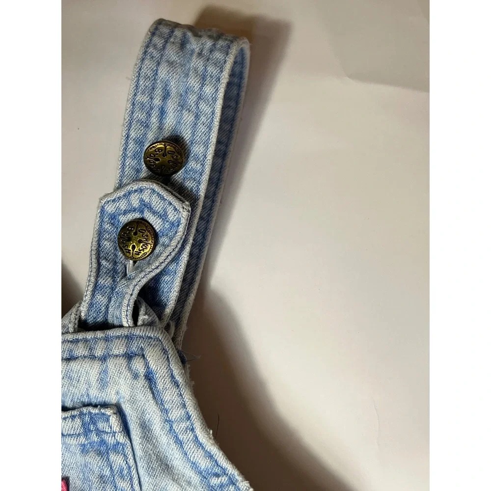 Vintage OshKosh Bgosh Denim Overalls Light Wash Acid Pink Label Bubble Leg‎ 3T